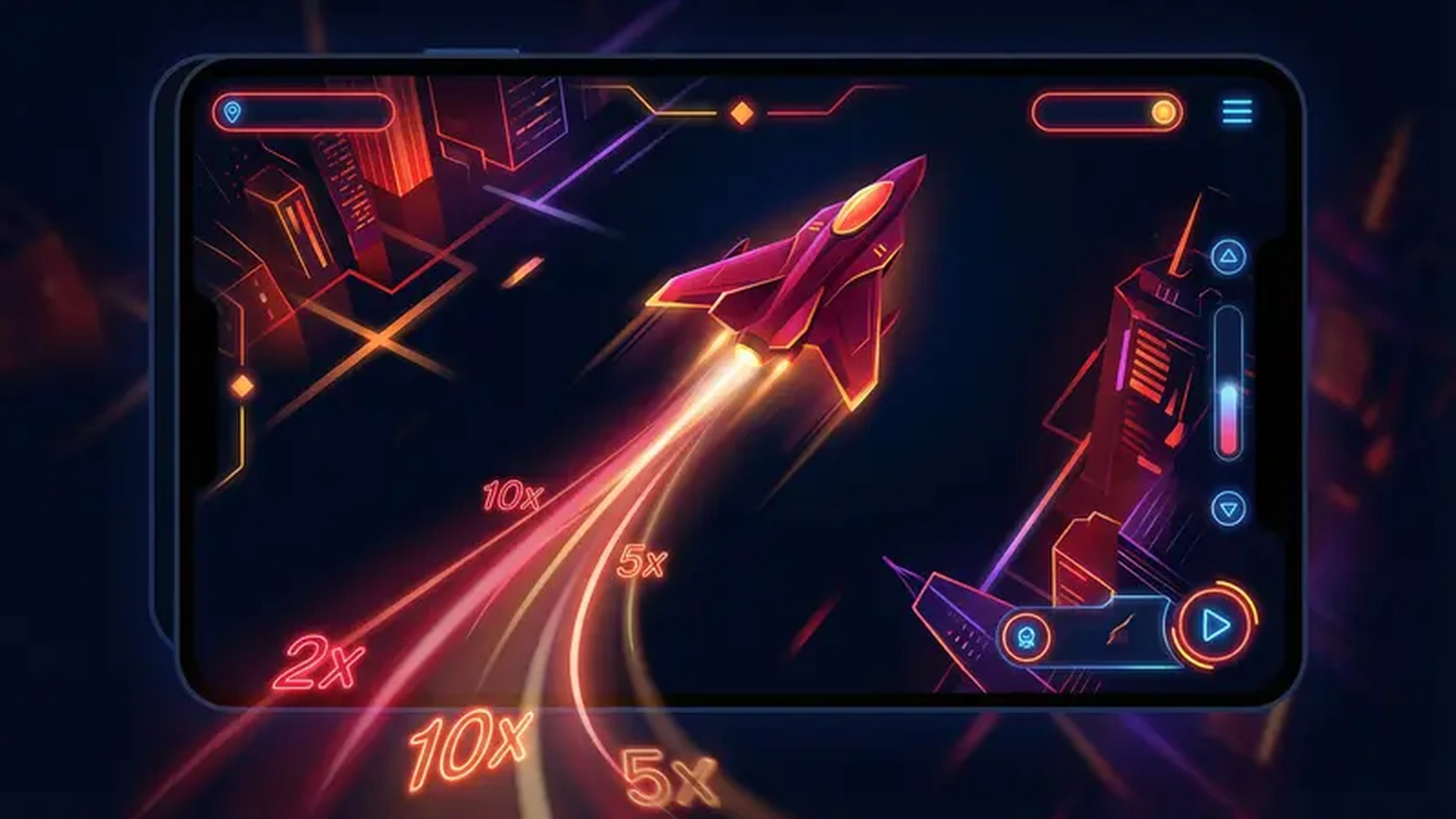 Interfaz del juego Aviator con avión y multiplicador